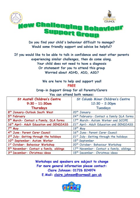 Challenging Behaviour Support Groups Flyer